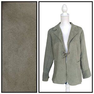 Cato Olive Green Faux Suede Jacket Tie Front Size L